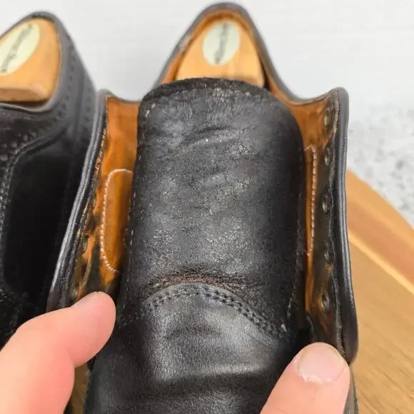Allen Edmonds Mens 8.5D MacNeil Black Shell Cordovan Wingtip Brogue Oxford Dress